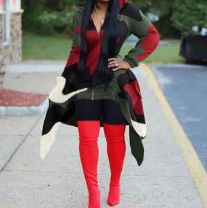 Camouflage Cardigan accented in red